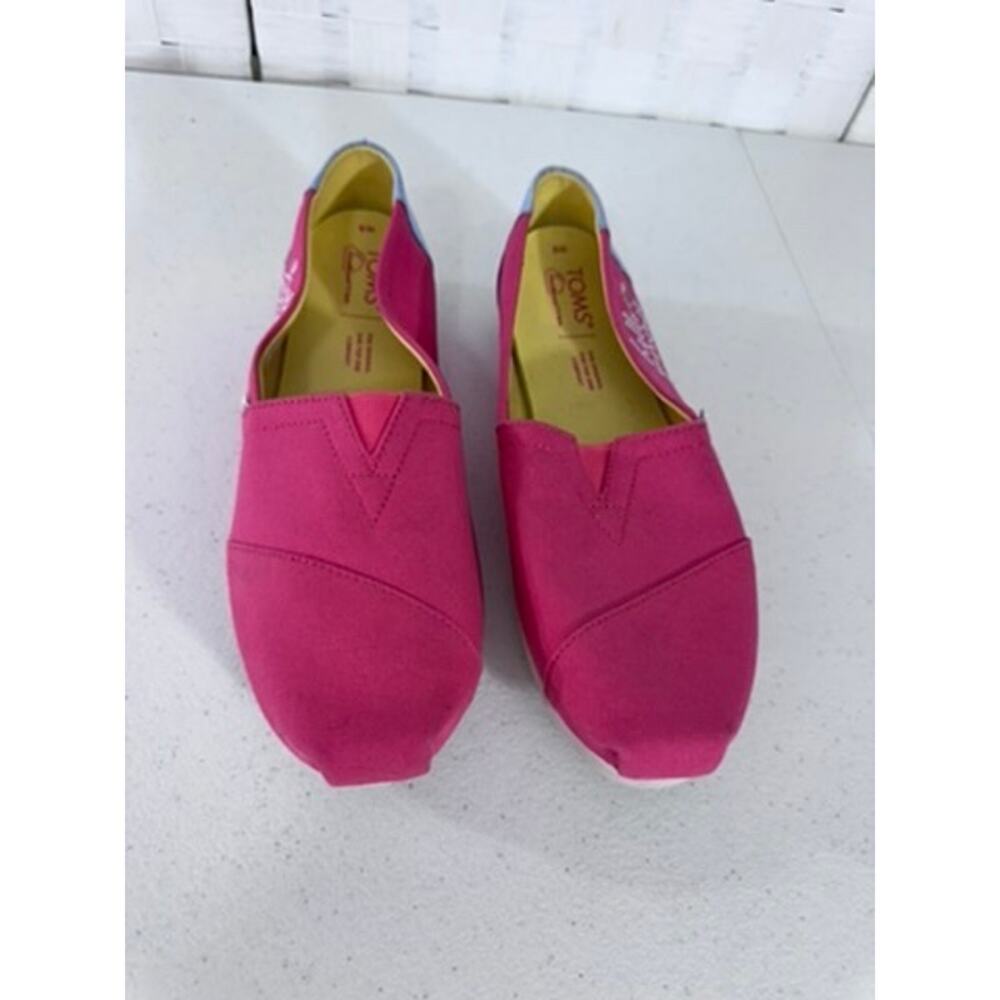 "TOMS" Hello Summer,Alpargata,Paradise Pink,Embroidered ,Flat Shoes, NEW? SZ 8W‎